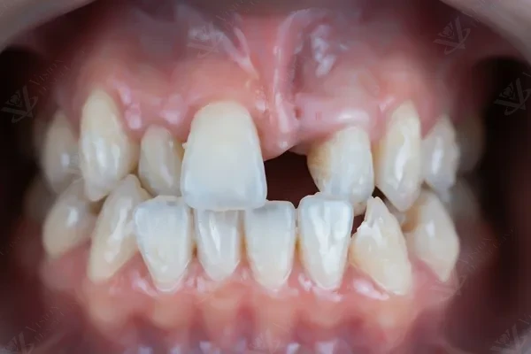 Before orthodontic treatment misaligned teeth